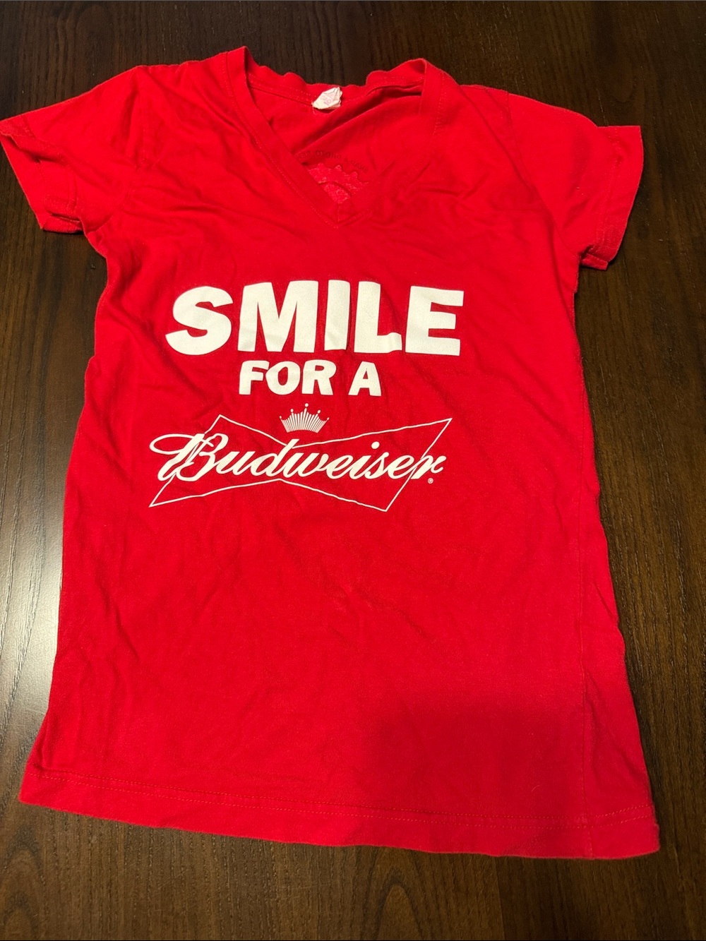 Budweiser Red Kids V-Neck Tee with White Print